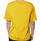 Yellow Cotton V-neck Short Sleeves T-shirt