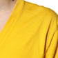 Yellow Cotton V-neck Short Sleeves T-shirt