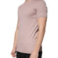 Brown Cotton Short Sleeves Round Neck T-shirt