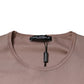 Brown Cotton Short Sleeves Round Neck T-shirt