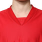 Red Cotton V-neck Short Sleeves T-shirt