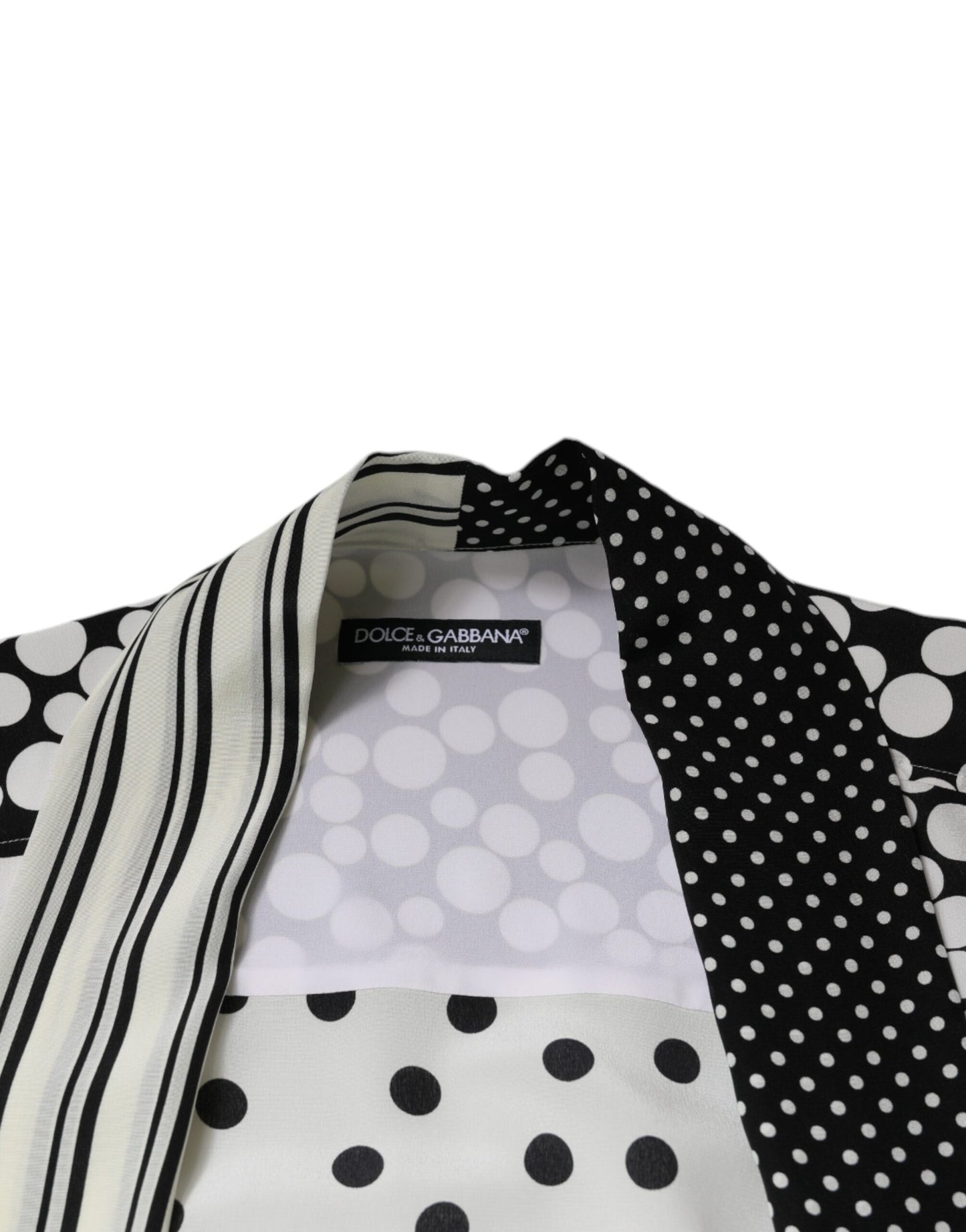 Black White Polka Dots Silk Men Casual Shirt