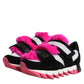 Black Pink Fur Embellished Sneakers Shoes