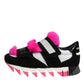 Black Pink Fur Embellished Sneakers Shoes