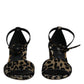 Gold Leopard Lurex Ankle Strap Heels Sandals Shoes