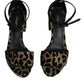 Gold Leopard Lurex Ankle Strap Heels Sandals Shoes