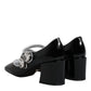 Black Patent Leather Crystal Mary Jane Pumps Shoes