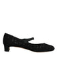 Black Mary Jane Taormina Lace Pumps Shoes