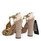 Beige Crystal Embellished Satin Leather Pumps Shoes