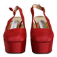 Red Platform Slingback Heels Sandals Shoes