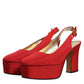 Red Platform Slingback Heels Sandals Shoes