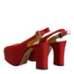 Red Platform Slingback Heels Sandals Shoes