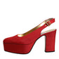 Red Platform Slingback Heels Sandals Shoes