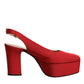 Red Platform Slingback Heels Sandals Shoes