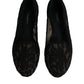 Black Taormina Lace Slip On Flats Shoes