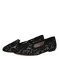 Black Taormina Lace Slip On Flats Shoes