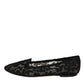 Black Taormina Lace Slip On Flats Shoes