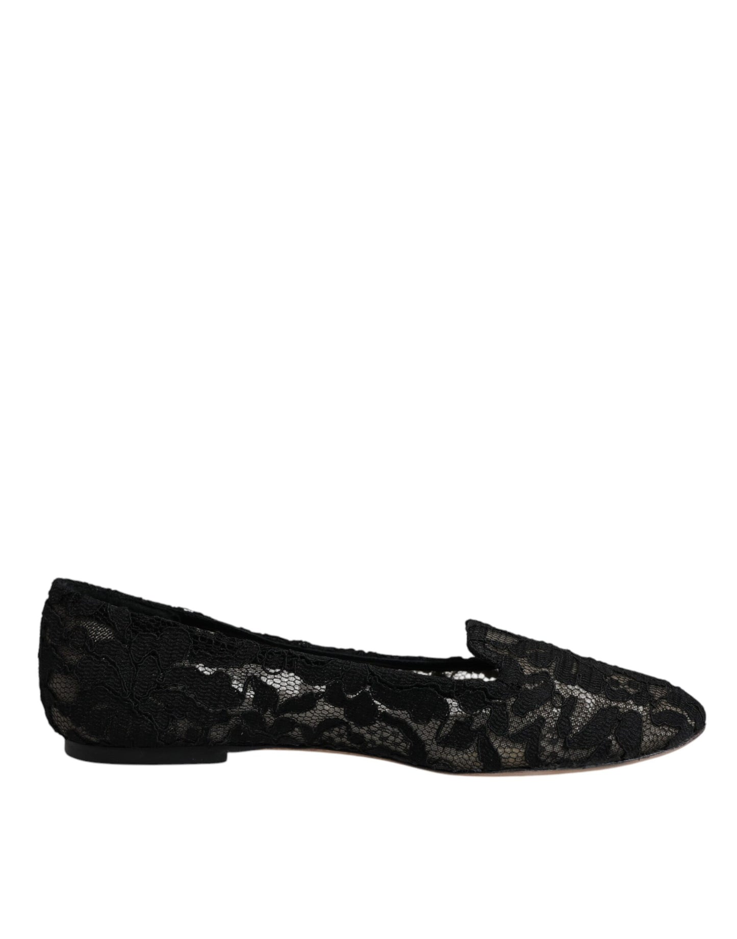 Black Taormina Lace Slip On Flats Shoes