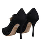 Black Mary Jane Stretch Crystal Pumps Shoes