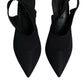 Black Jersey Stretch Heels Slingback Shoes