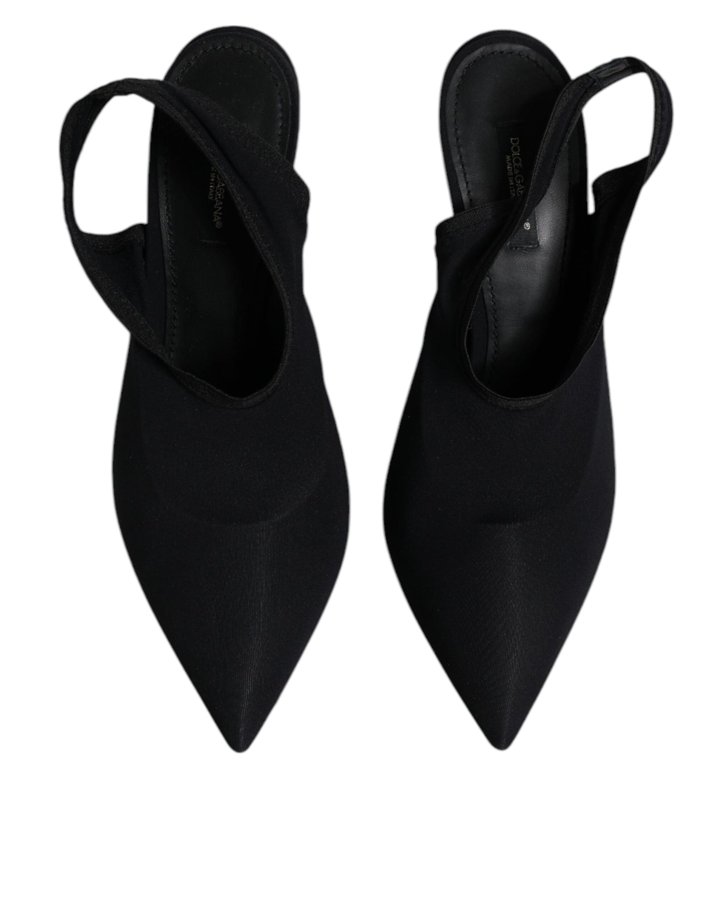 Black Jersey Stretch Heels Slingback Shoes