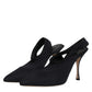 Black Jersey Stretch Heels Slingback Shoes