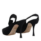 Black Jersey Stretch Heels Slingback Shoes