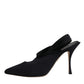 Black Jersey Stretch Heels Slingback Shoes