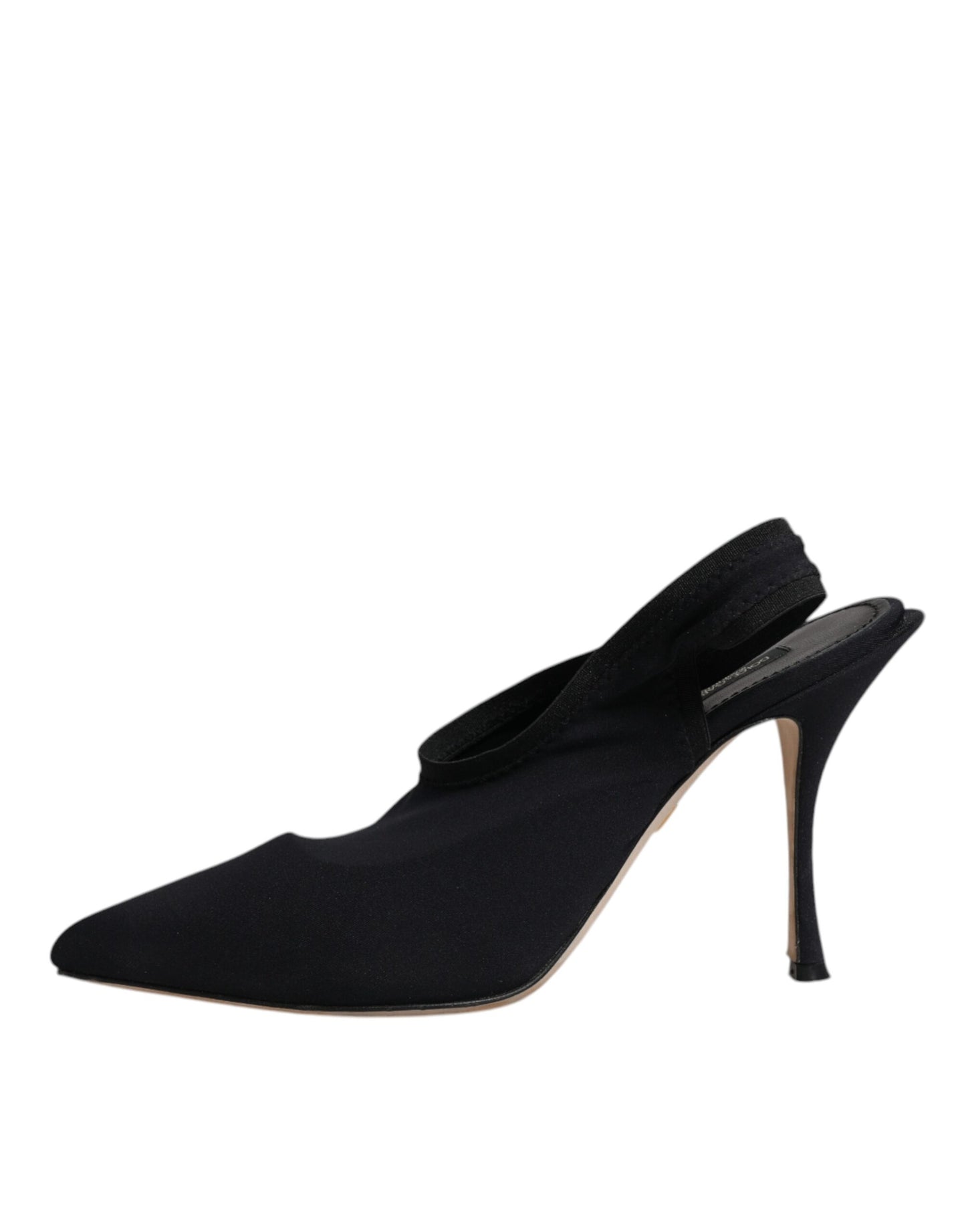 Black Jersey Stretch Heels Slingback Shoes