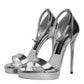 Silver Leather Platform Keira Sandals Shoes