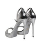 Silver Leather Platform Keira Sandals Shoes