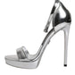 Silver Leather Platform Keira Sandals Shoes