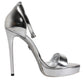 Silver Leather Platform Keira Sandals Shoes