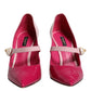 Two Tone Pink Leather Mary Jane Heels Pumps Shoes