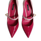 Two Tone Pink Leather Mary Jane Heels Pumps Shoes