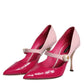 Two Tone Pink Leather Mary Jane Heels Pumps Shoes