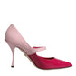 Two Tone Pink Leather Mary Jane Heels Pumps Shoes