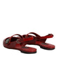 Red Leather Slingback Flats Sandals Shoes