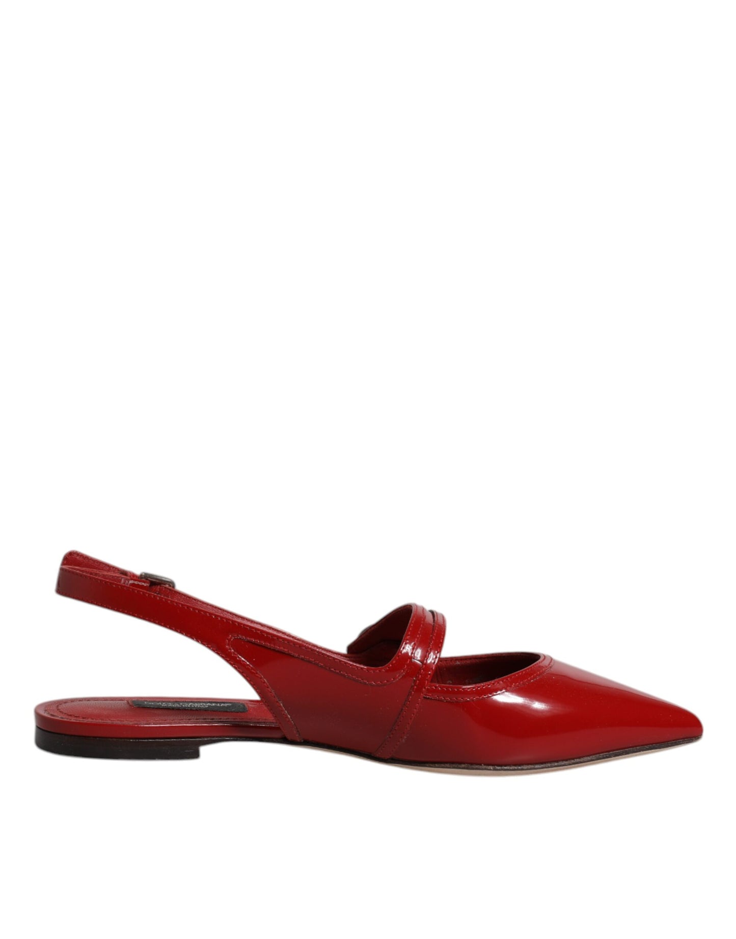 Red Leather Slingback Flats Sandals Shoes