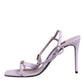 Lilac Leather Logo Ankle Strap Heels Sandals Shoes