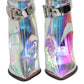 Silver Iridescent Pointed Short Boots Shoes