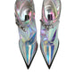 Silver Iridescent Pointed Short Boots Shoes