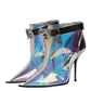 Silver Iridescent Pointed Short Boots Shoes