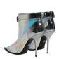 Silver Iridescent Pointed Short Boots Shoes