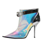 Silver Iridescent Pointed Short Boots Shoes