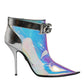 Silver Iridescent Pointed Short Boots Shoes