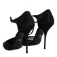 Black Mesh T-strap Stiletto High Heels Shoes