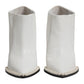 White Faux Pearl Leather Pointed Toe Ankle Boot Shoes