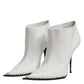 White Faux Pearl Leather Pointed Toe Ankle Boot Shoes