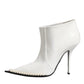 White Faux Pearl Leather Pointed Toe Ankle Boot Shoes